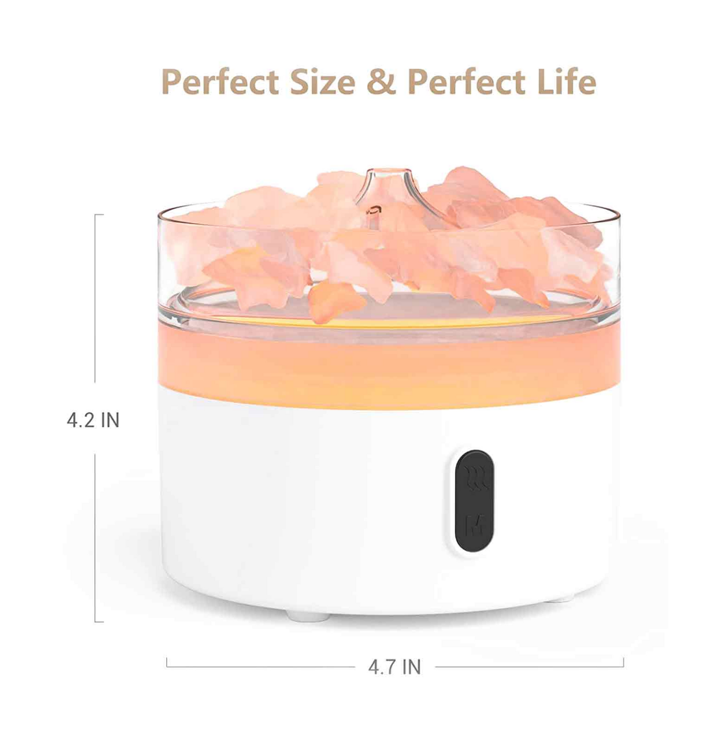 Difusor de Aroma de Sal do Himalaia - Luz Noturna - USB-C - Efeito Chama
