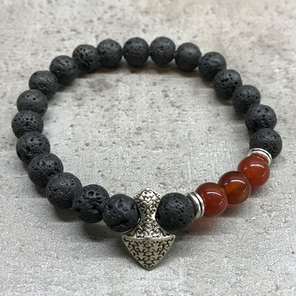 Pulseira de Pedra de Lava - Hamsa | Olho de tigre