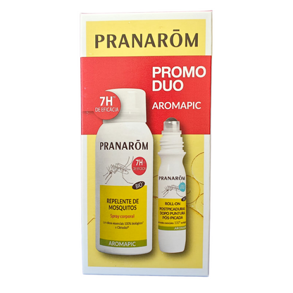 AROMAPIC DUO Repelente Spray 7h + Roll-on Pós-picadas | PRANARÔM