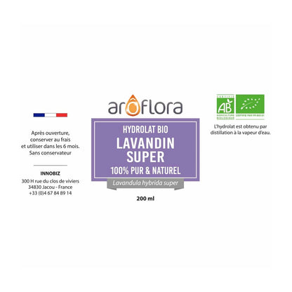 Hidrolato Orgânico (AB) de Lavandin super | 100% puro e natural (200ml)